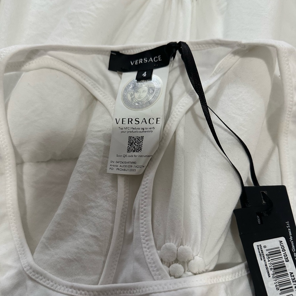 Versace White Bandeau Bralette with Racerback